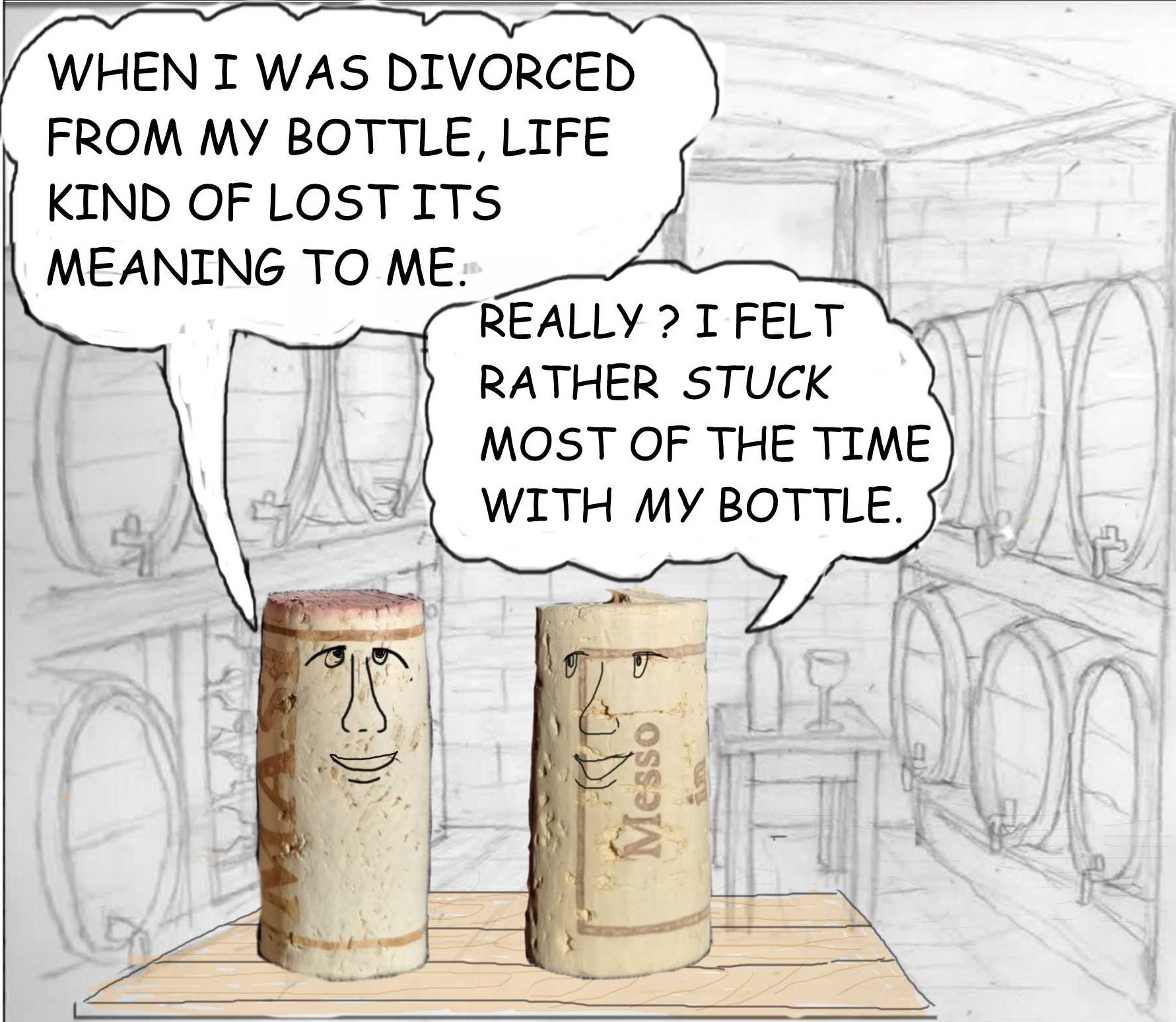 corks discussing divorce