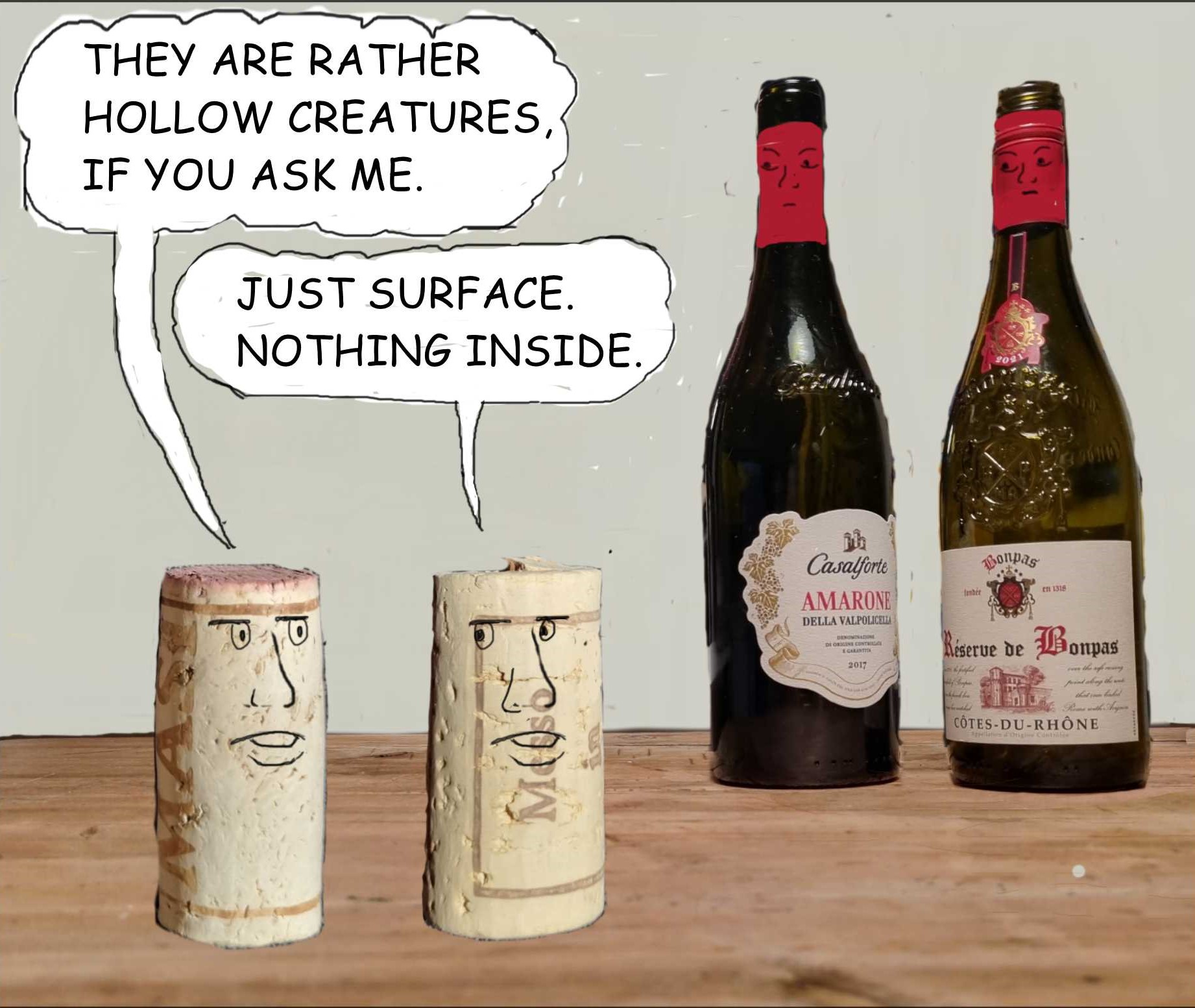 corks waiting for Godot