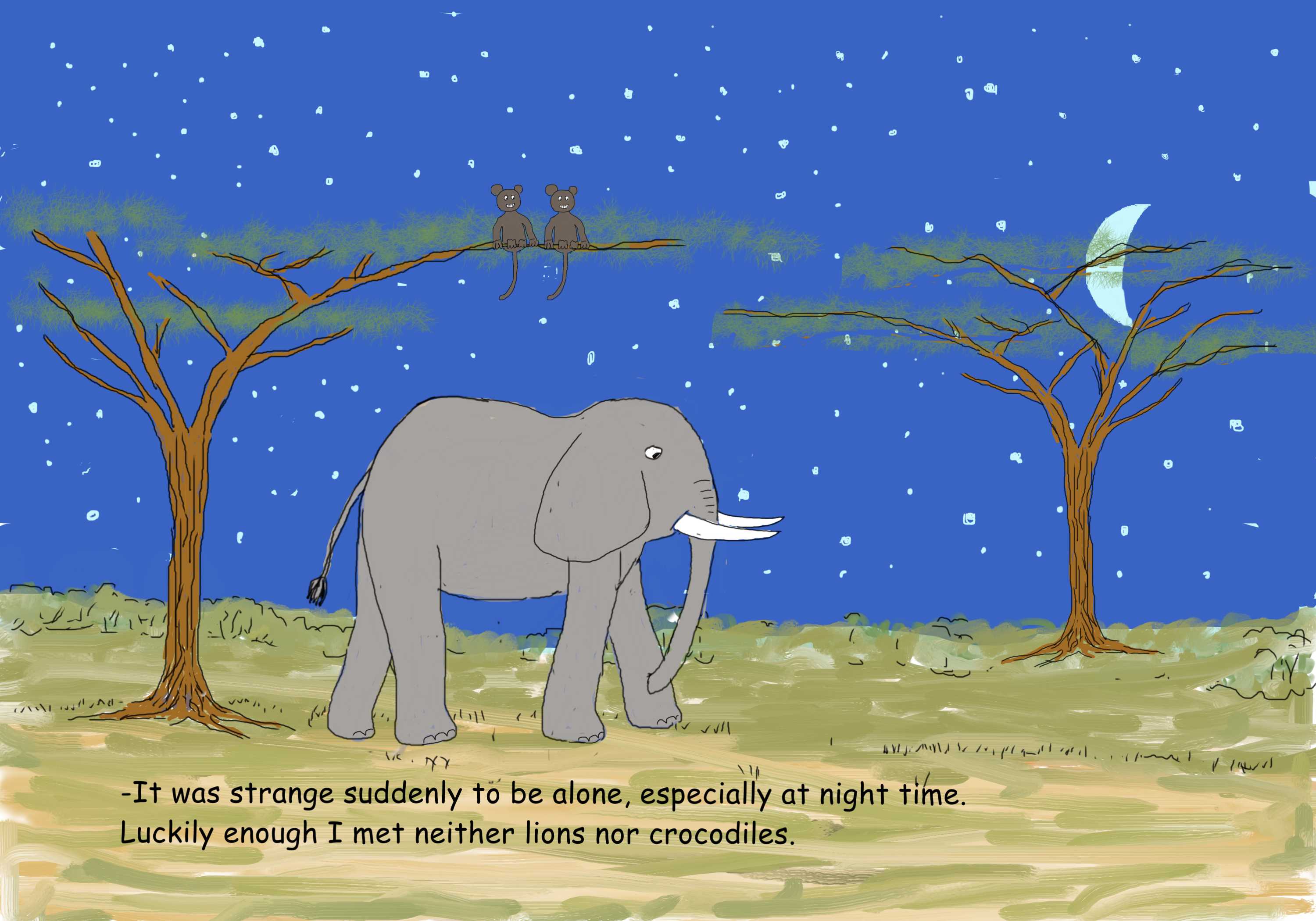 elephant alone in the night