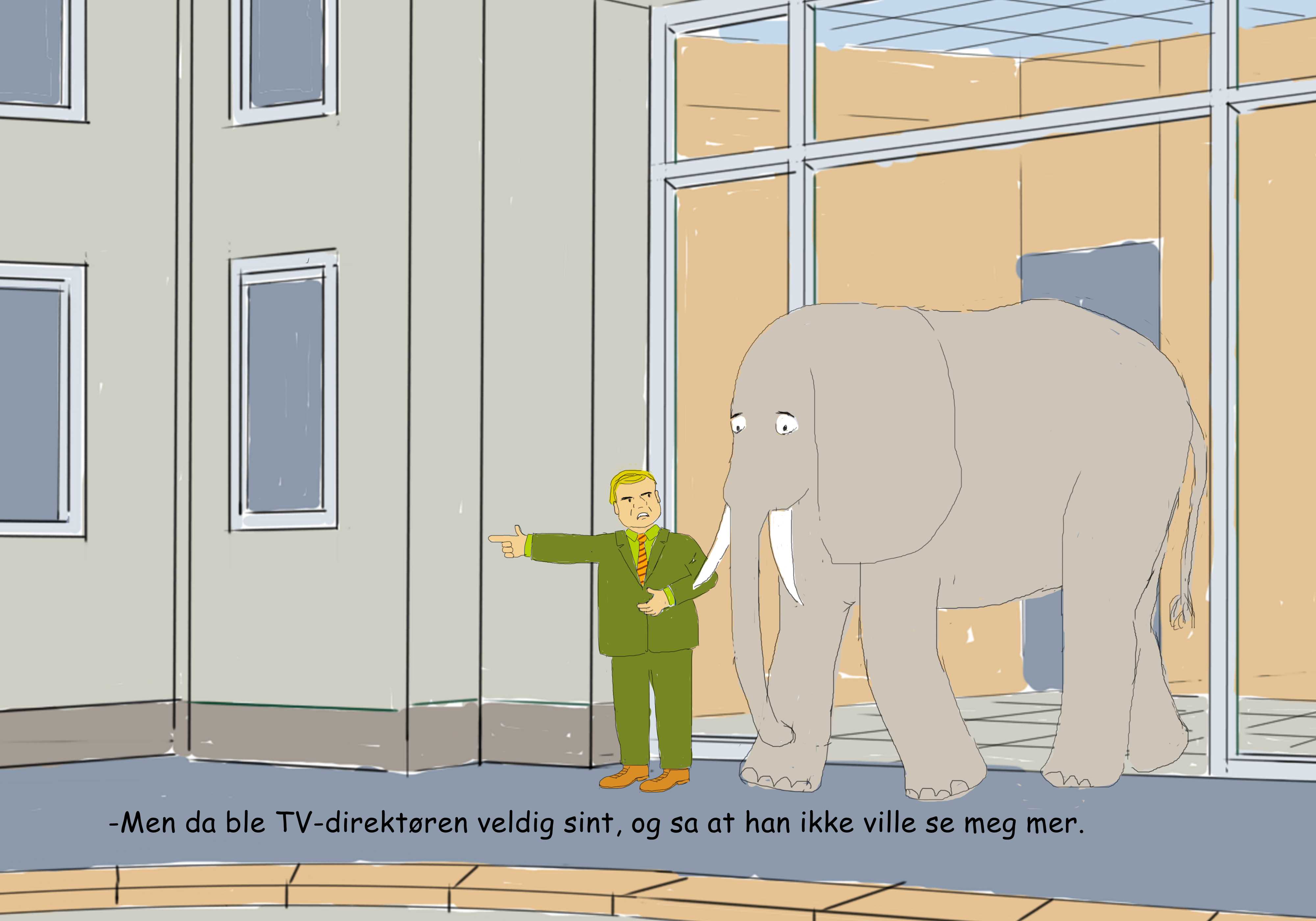 elefant blir kastet ut av tv-huset