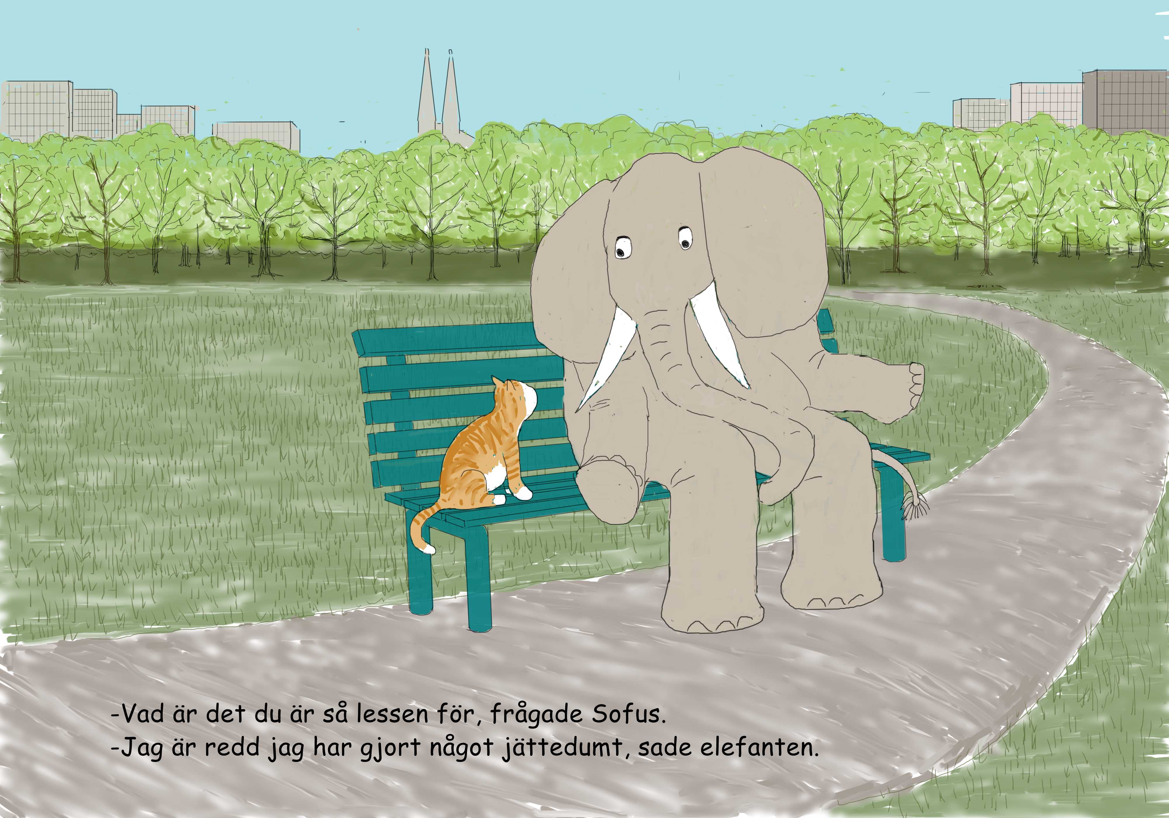 elefant och katt i samtal