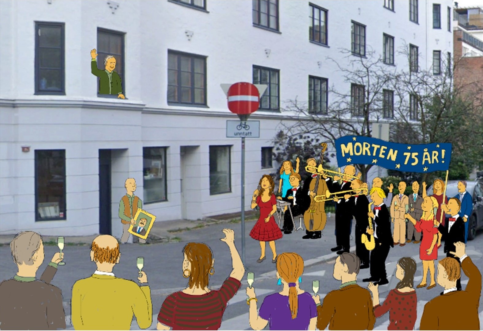 tenkt feiring av Mortens 75 &aring;rsdag